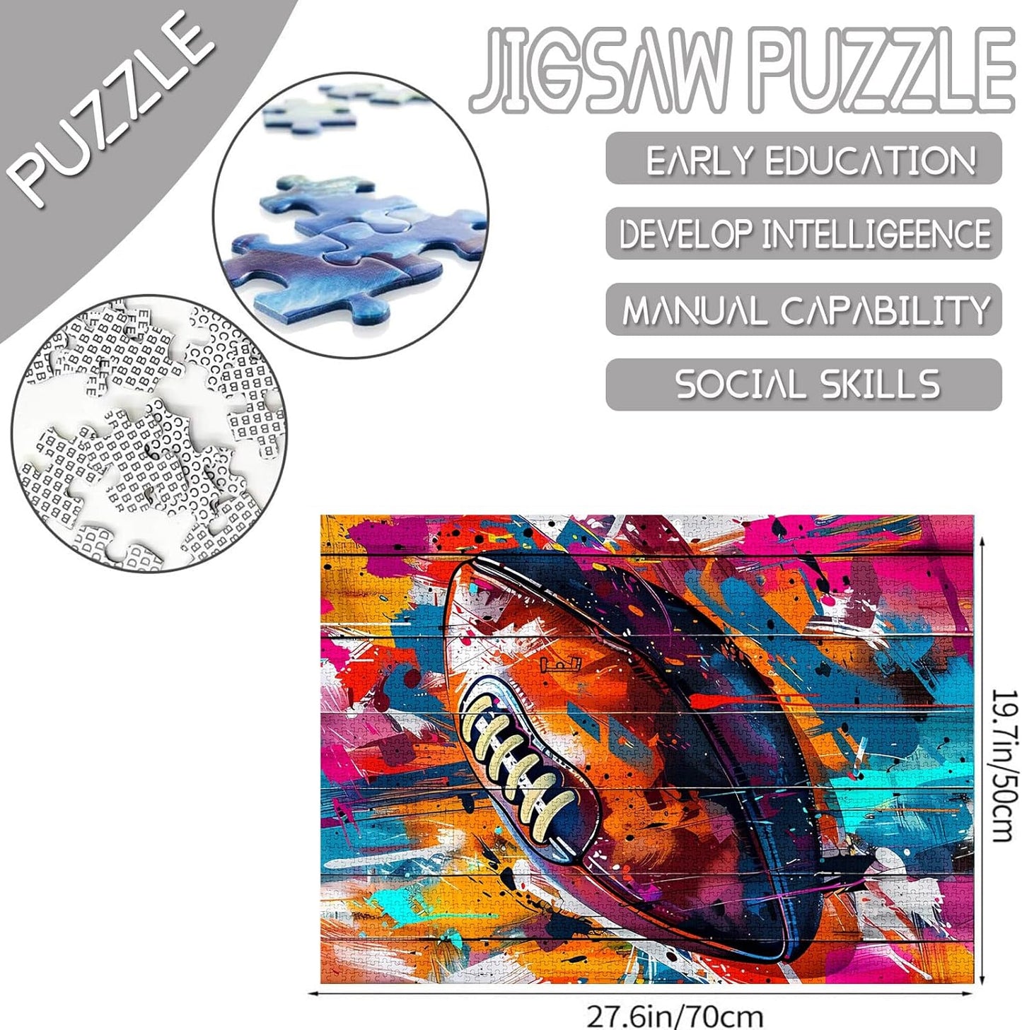 Puzzles de football américain vibrants avec graffitis dans la rue