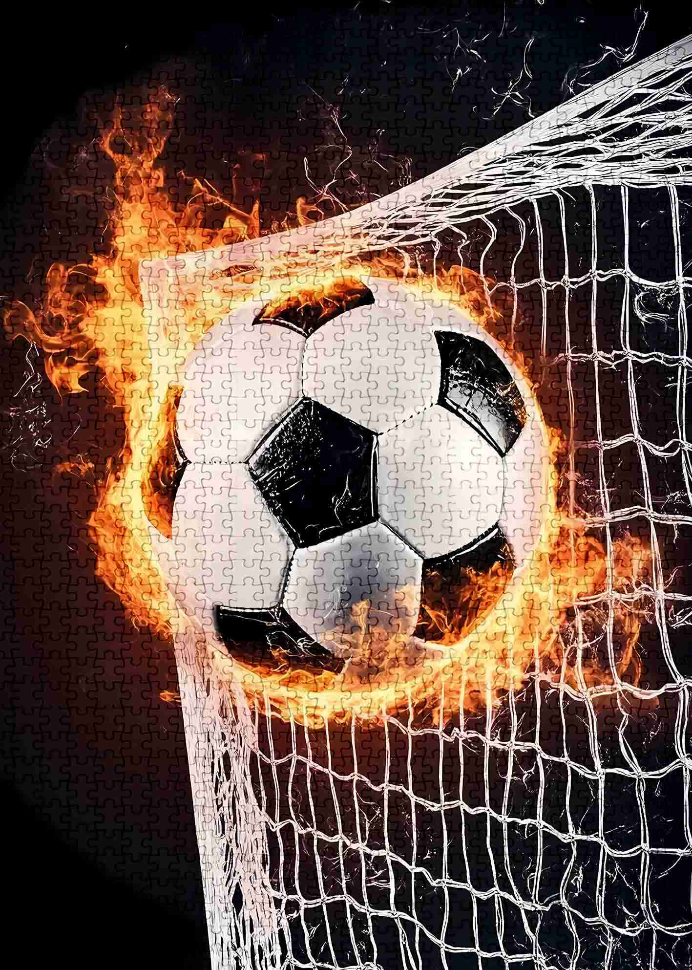 Fiery Soccer Goal Sport Jigsaw Puzzles