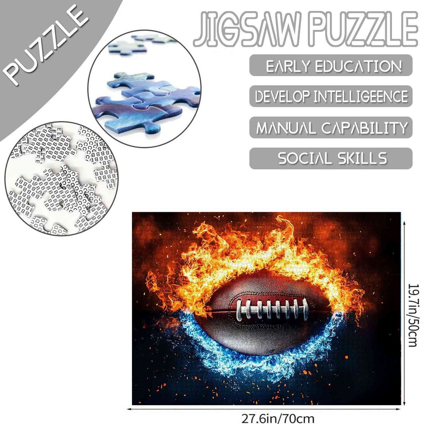 Fire and Ice Football Sport Jigsaw Puzzles