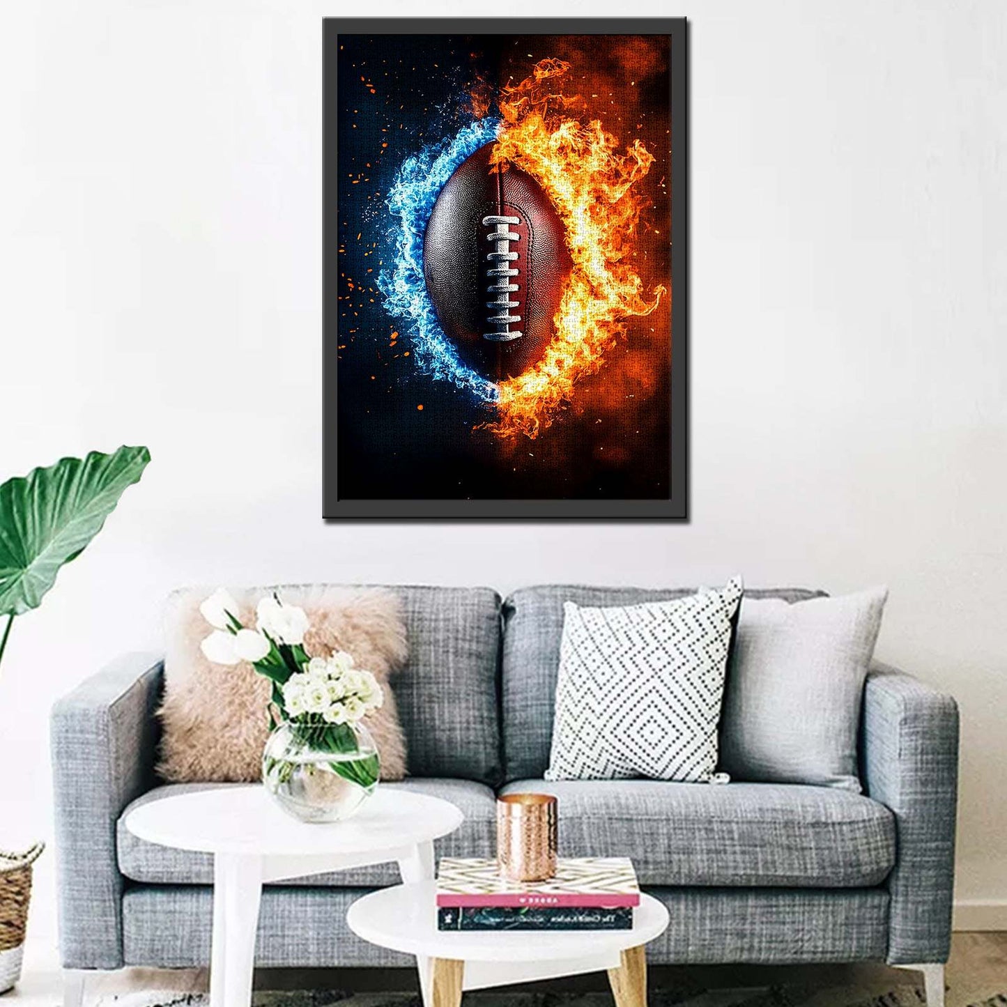 Fire and Ice Football Sport Jigsaw Puzzles