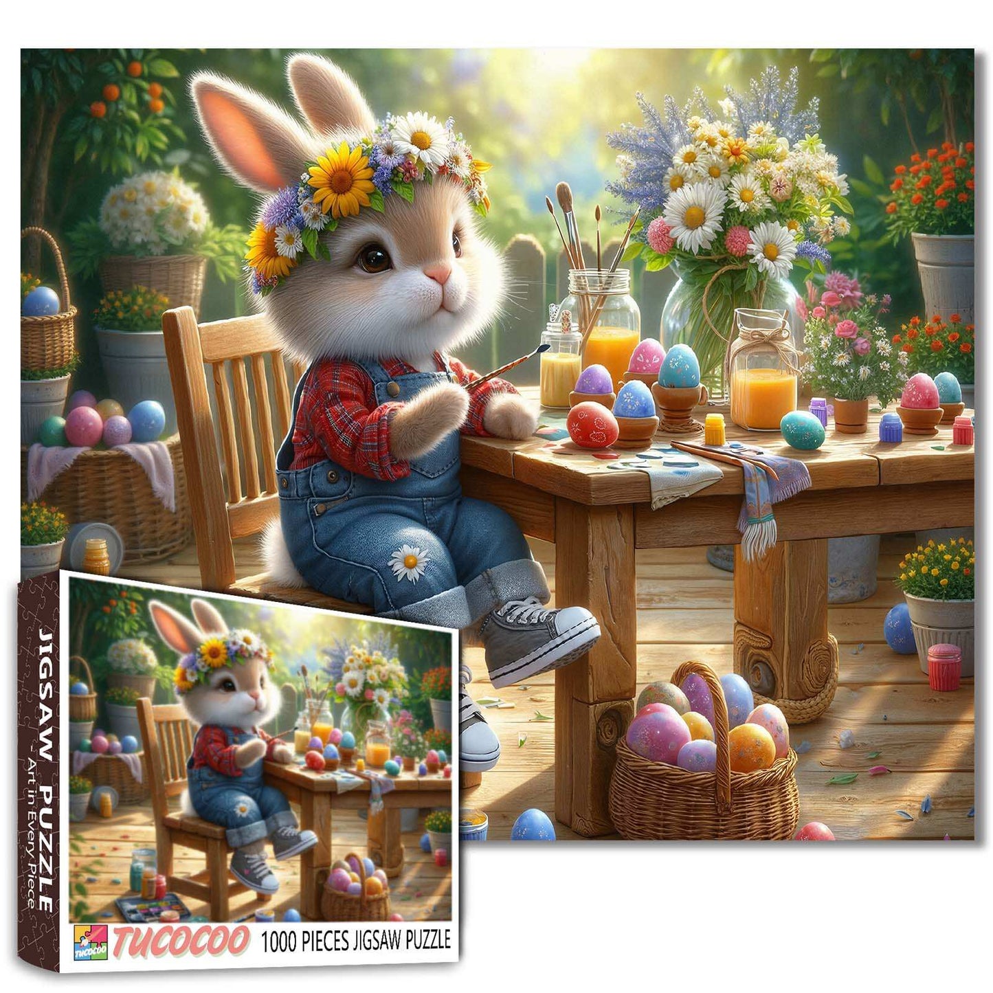Spring Bunny Egg Painting Garden Jigsaw Puzzle