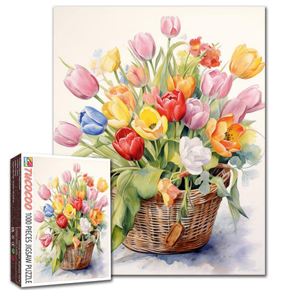 Spring Tulip Basket Jigsaw Puzzle