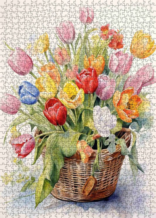 Spring Tulip Basket Jigsaw Puzzle