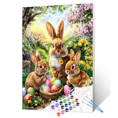 Spring Bunny Family Gathering Paint by Numbers