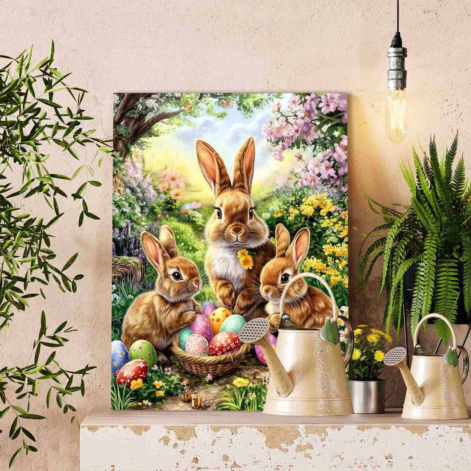 Spring Bunny Family Gathering Paint by Numbers