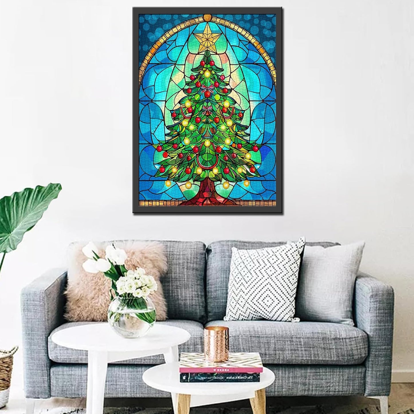 Stained Glass Style Xmas Tree Jigsaw Puzzles