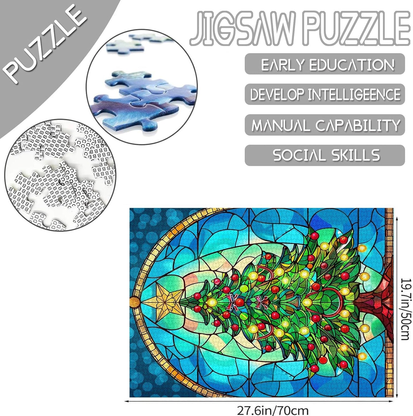 Stained Glass Style Xmas Tree Jigsaw Puzzles