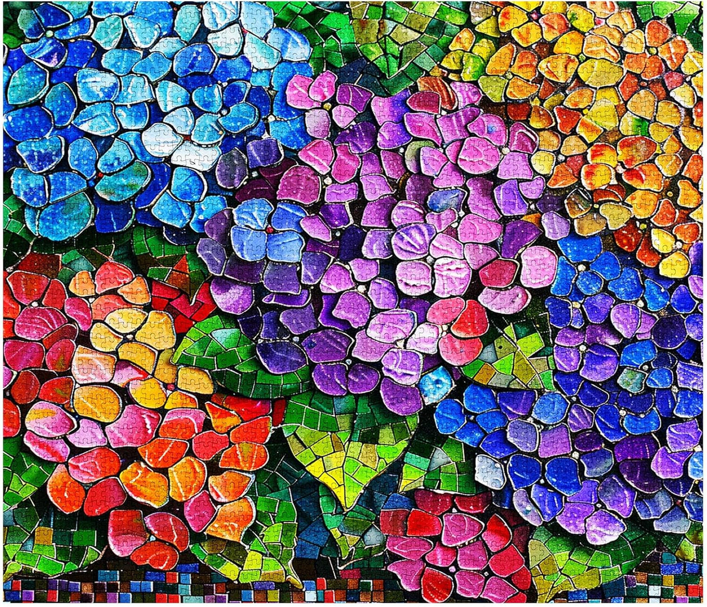 Hydrangeas Flowers Scenery Stained Glass Jigsaw Puzzles