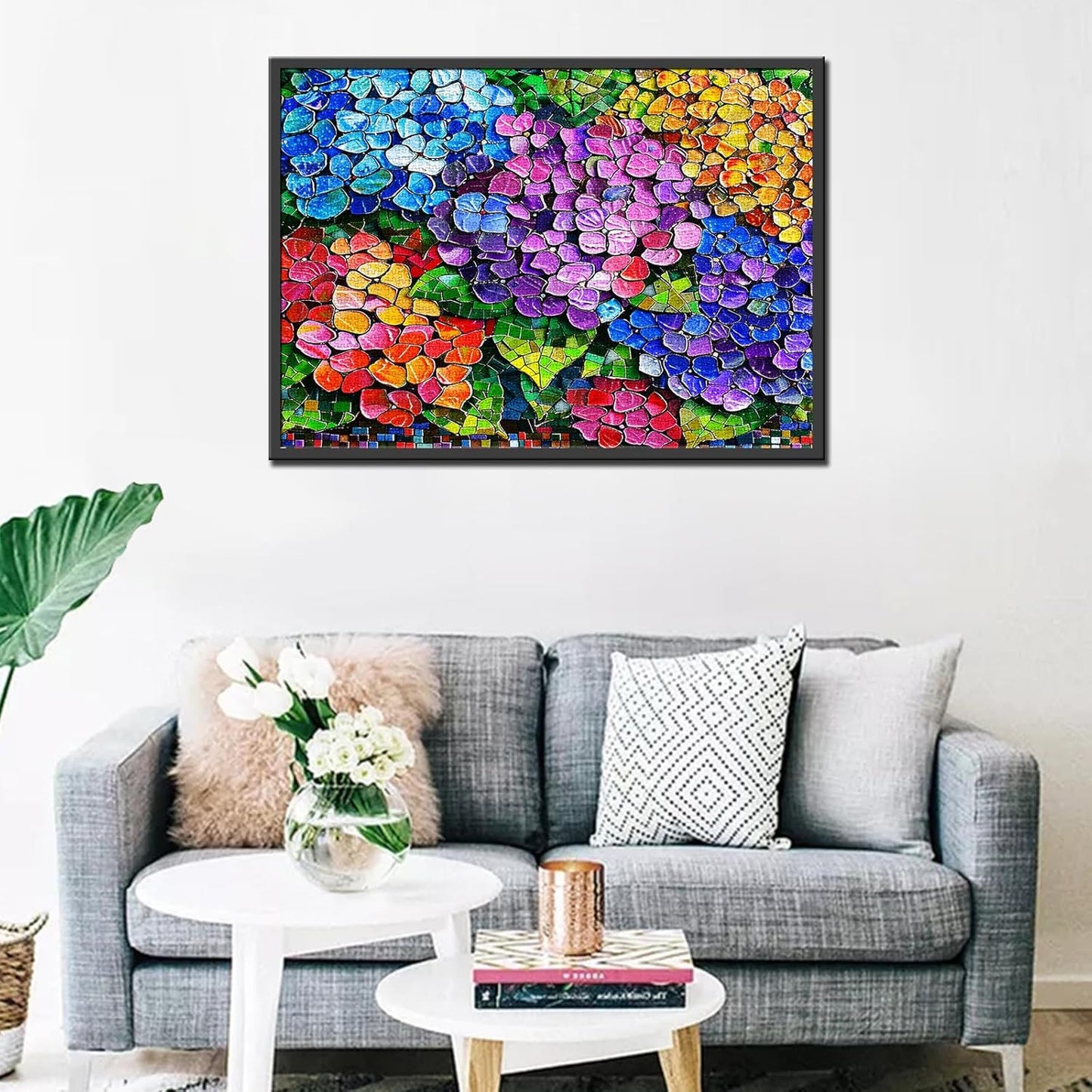 Hydrangeas Flowers Scenery Stained Glass Jigsaw Puzzles