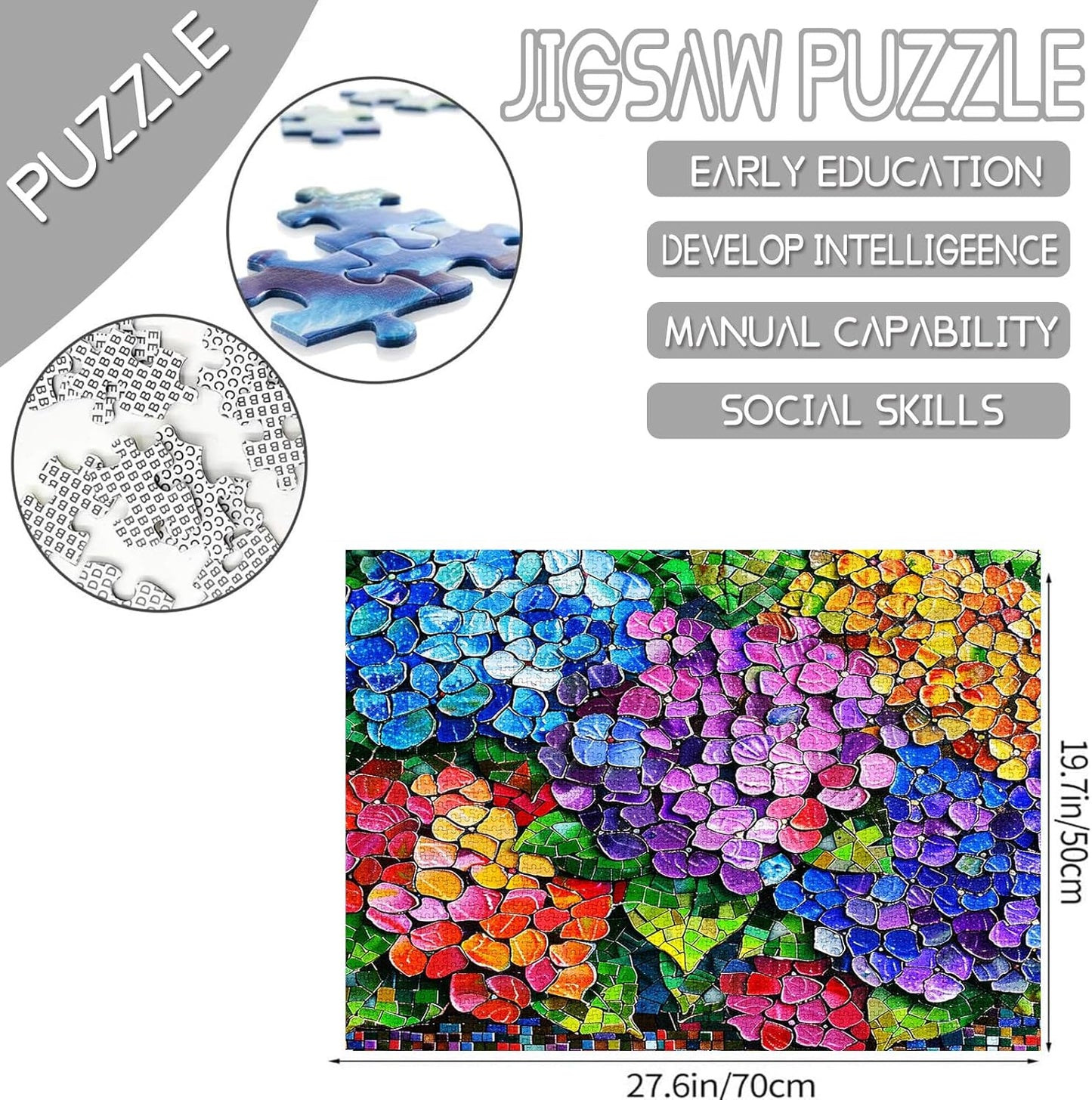 Hydrangeas Flowers Scenery Stained Glass Jigsaw Puzzles