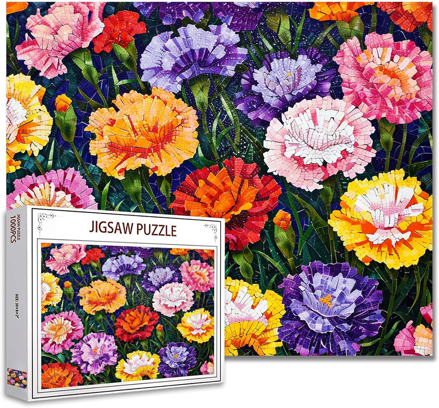 Bunte Blumenpuzzle im Mosaikstil