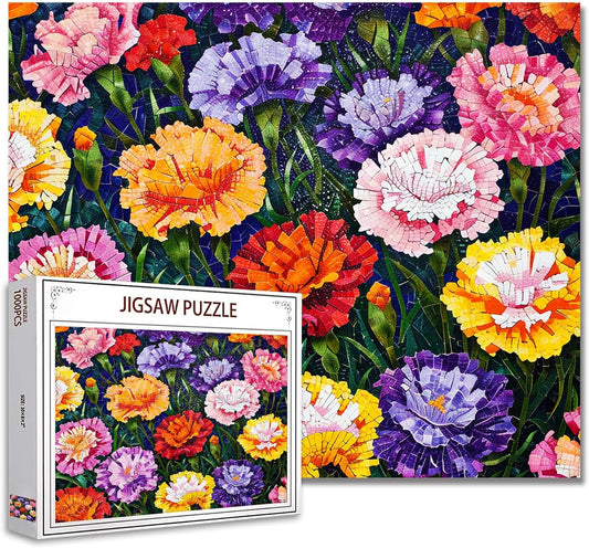 Colorful Mosaic Style Flowers Jigsaw Puzzles