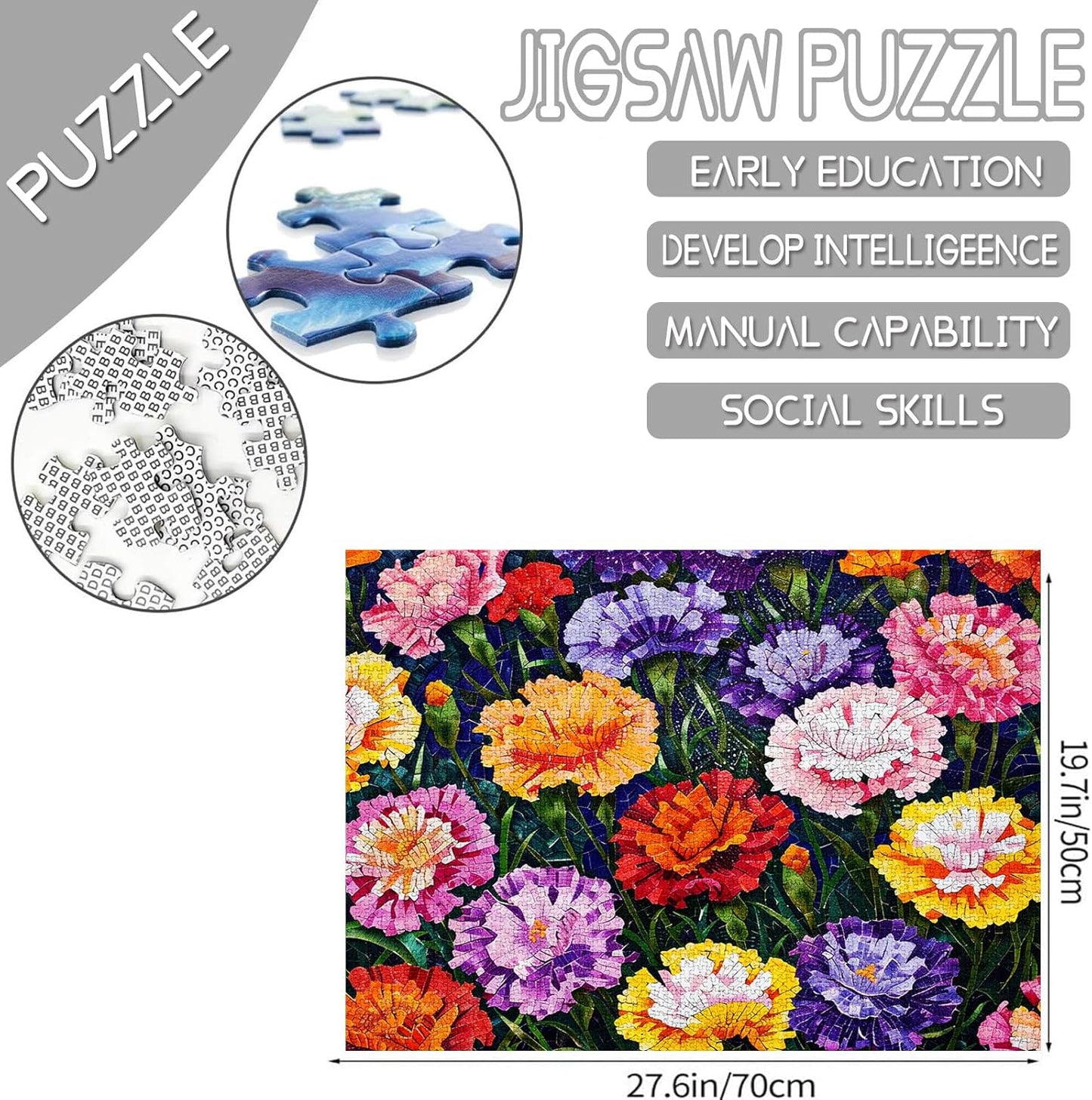 Bunte Blumenpuzzle im Mosaikstil