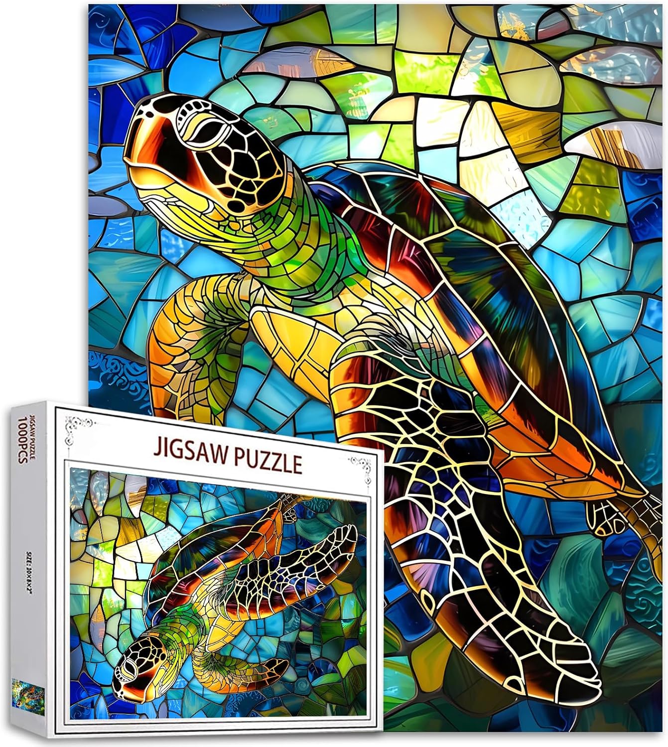 Puzzles en vitrail représentant des tortues de mer