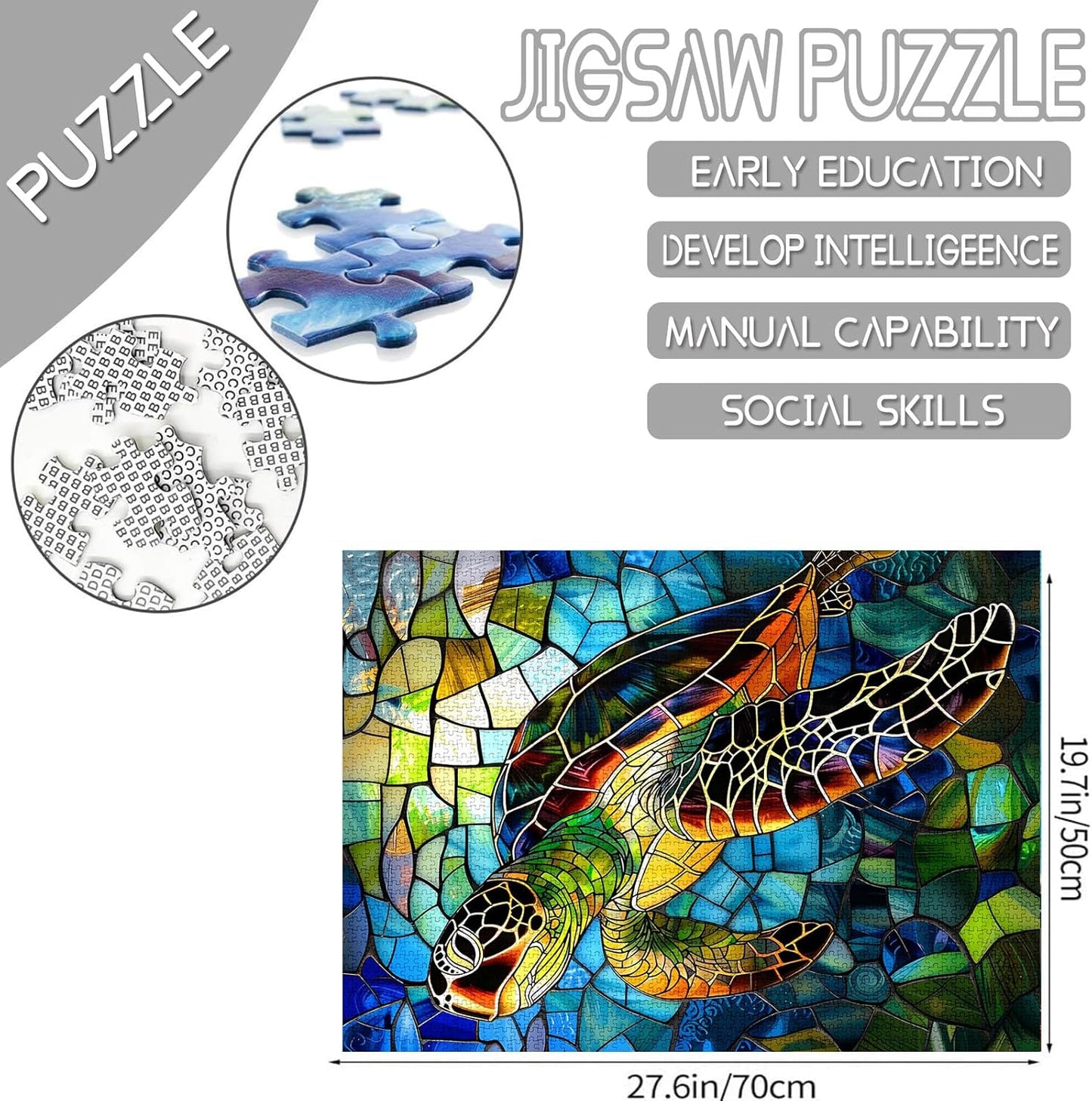 Puzzles en vitrail représentant des tortues de mer