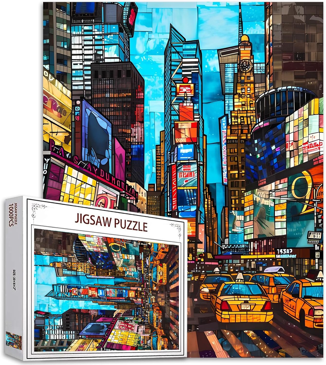 Buntglas-Puzzle mit Blick auf die Stadt Manhattan