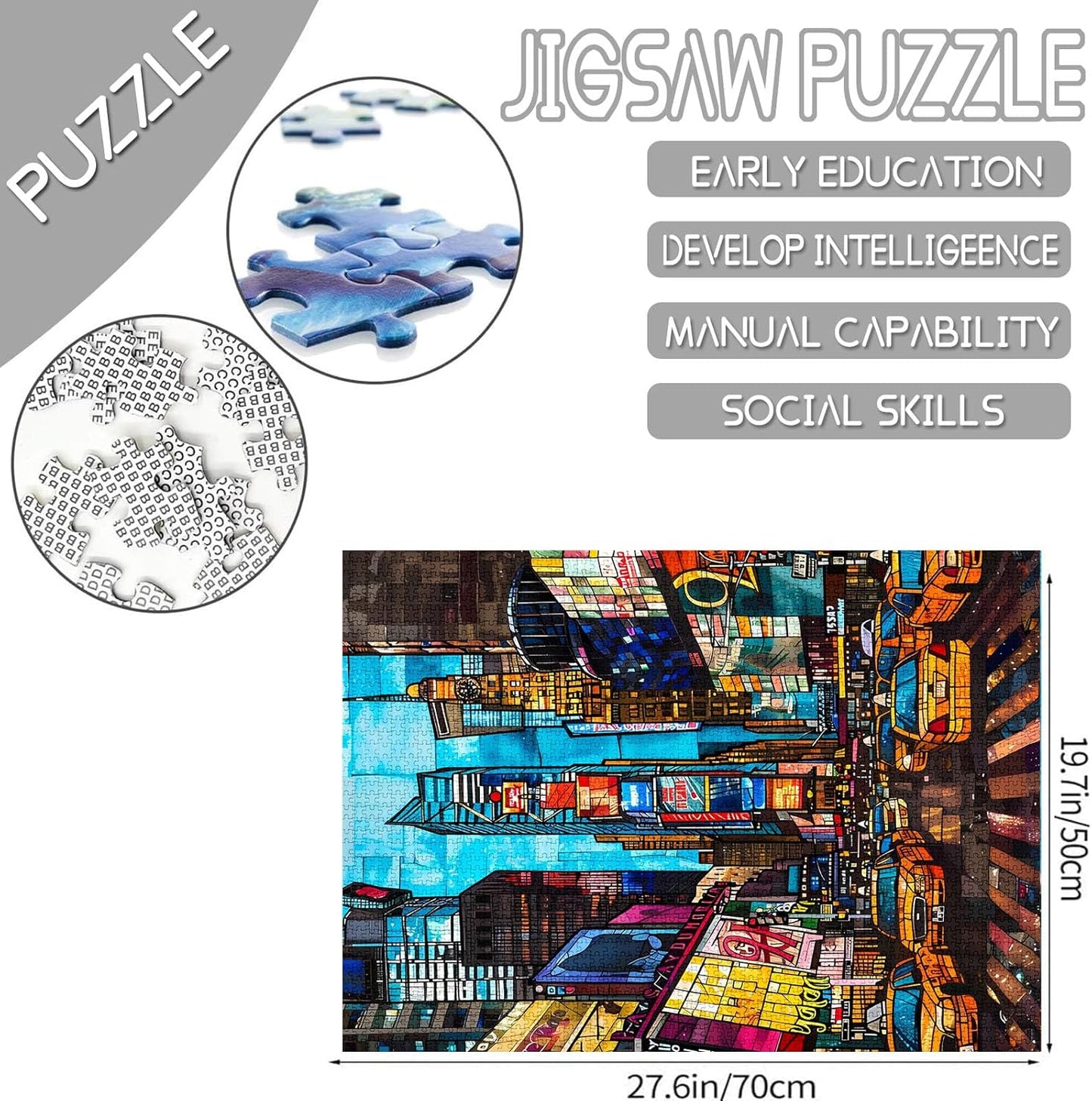 Buntglas-Puzzle mit Blick auf die Stadt Manhattan