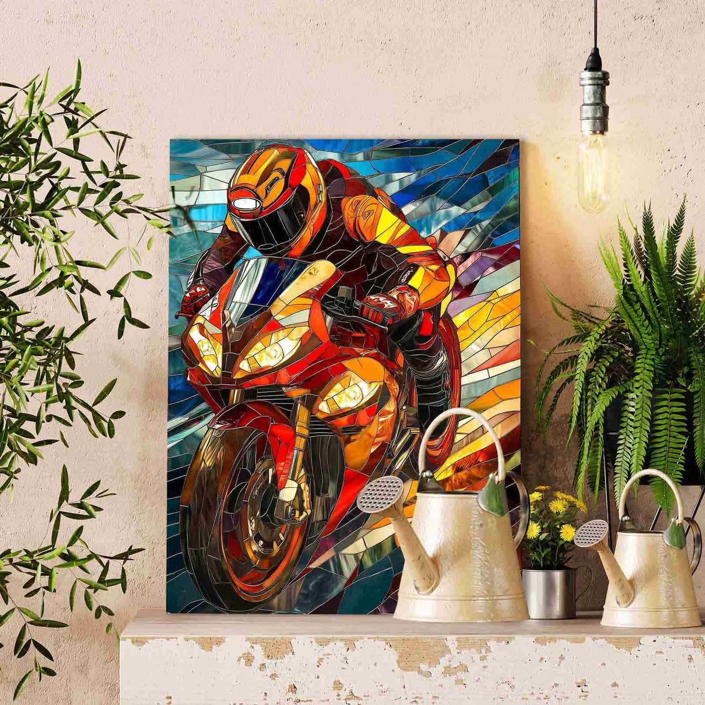 Stained Glass Rider Paint by Numbers
