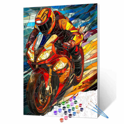 Stained Glass Rider Paint by Numbers