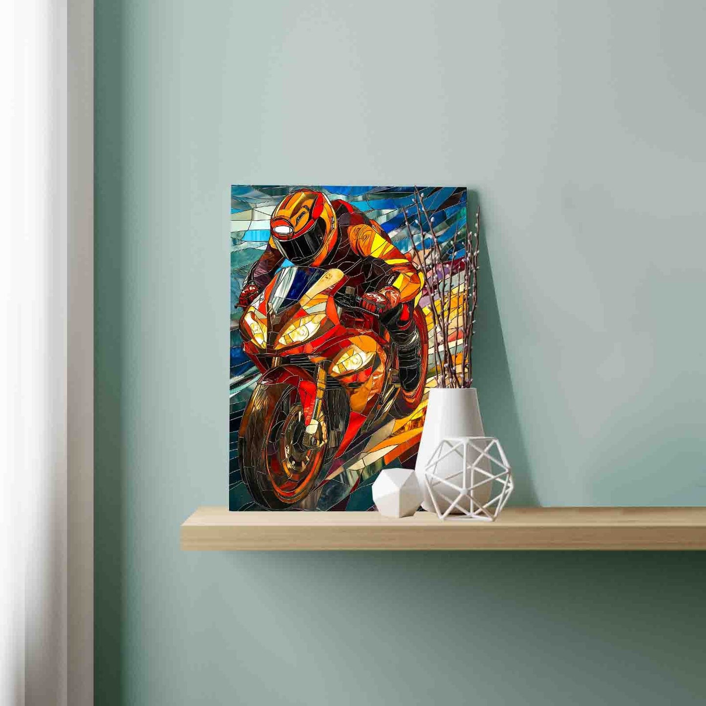 Stained Glass Rider Paint by Numbers