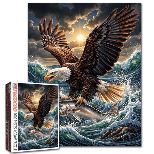 Storm Sea Eagle Catch Jigsaw Puzzle