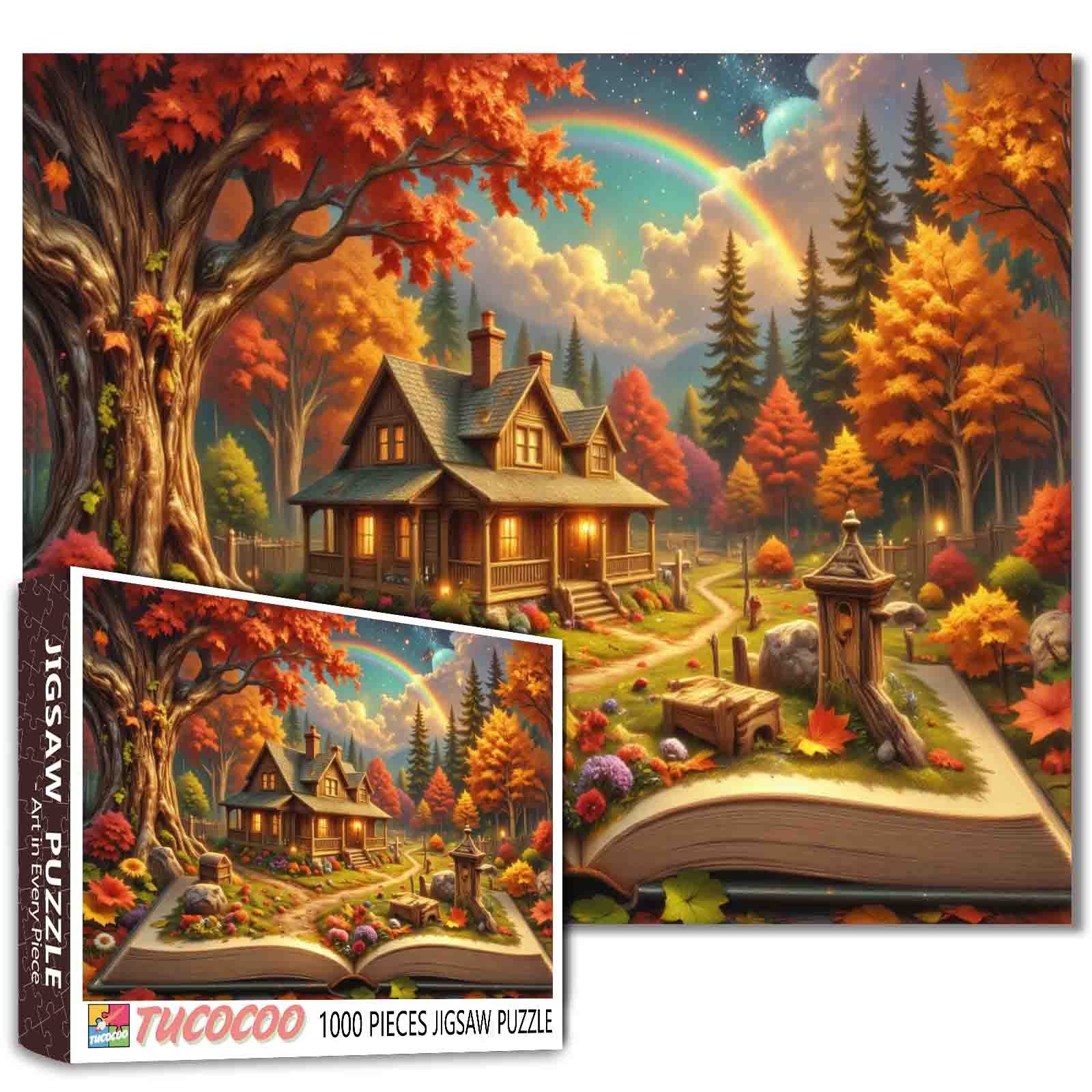 Storybook Cottage in Autumn Forest Jigsaw Puzzle