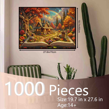 Storybook Cottage in Autumn Forest Jigsaw Puzzle