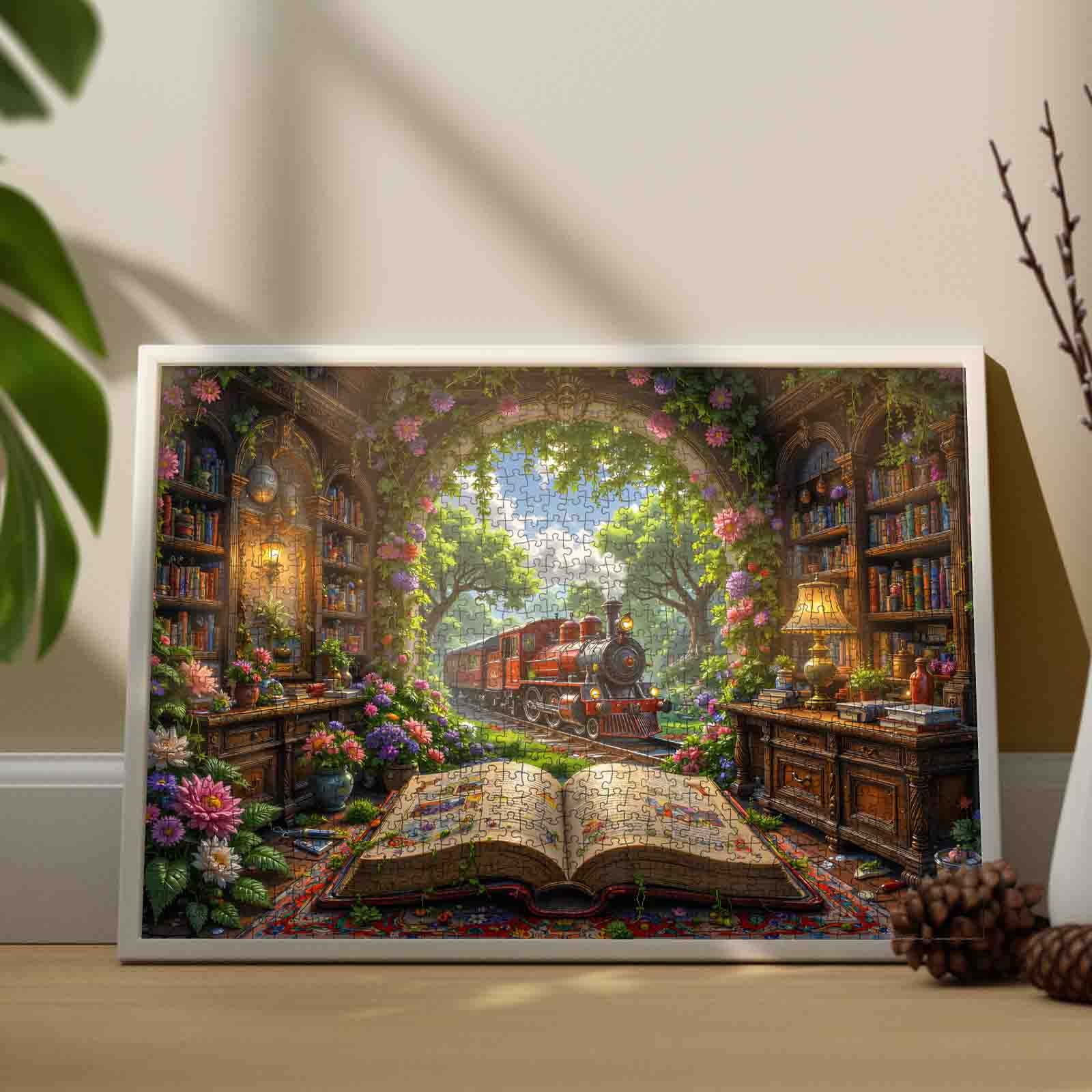 Storybook Train Through Enchanted Library Jigsaw Puzzle