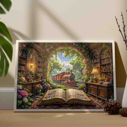 Storybook Train Through Enchanted Library Jigsaw Puzzle