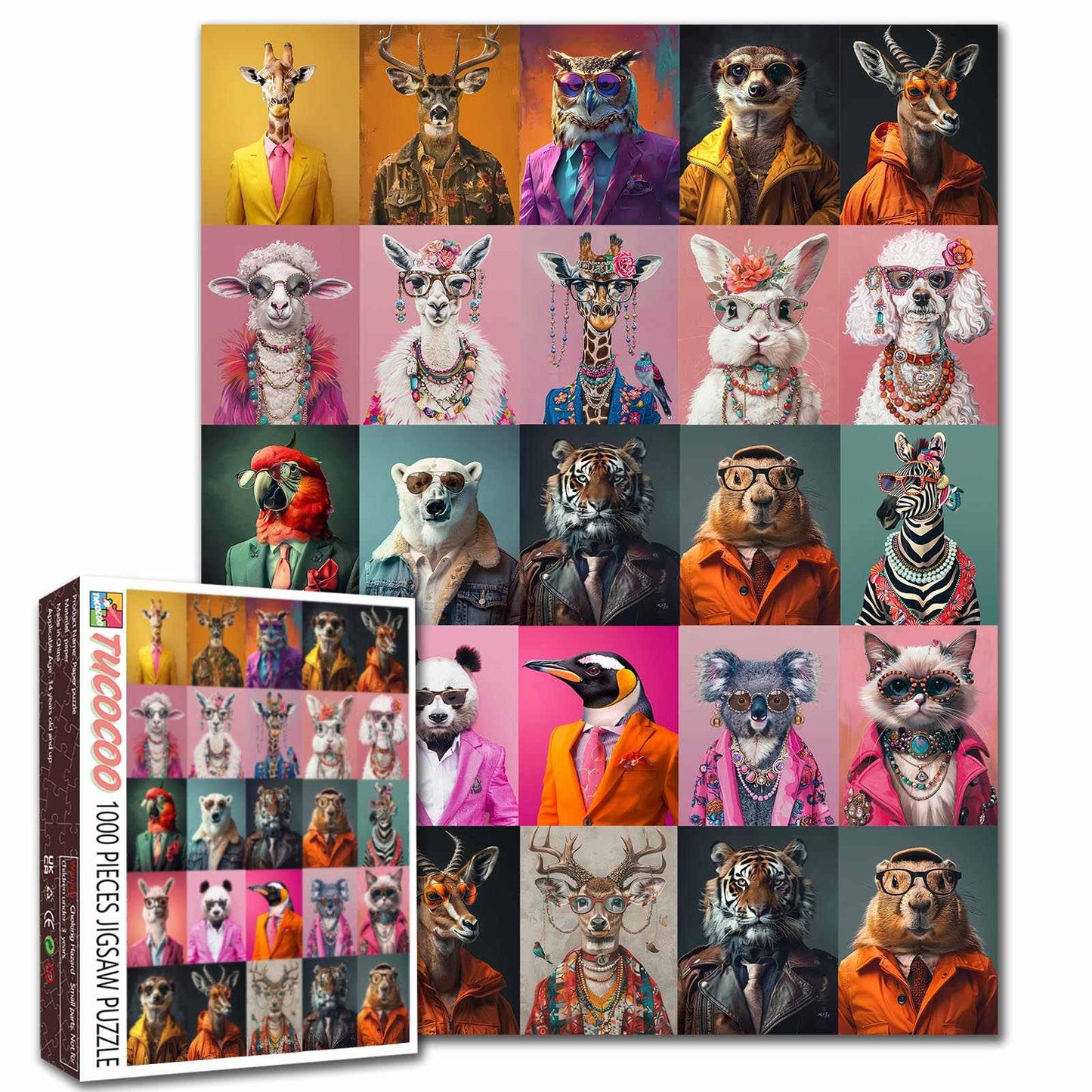 Stylish Animal Portrait Gallery Jigsaw Puzzle