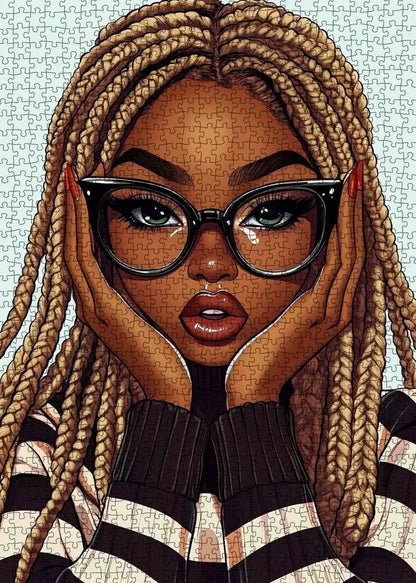 Stylish Braided Beauty Portrait Jigsaw Puzzle
