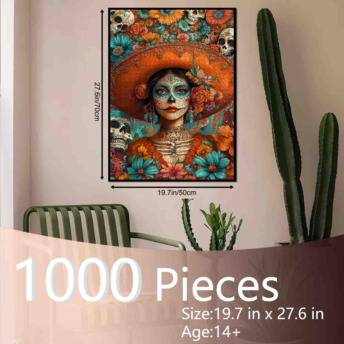 Sugar Skull Lady in Marigold Garden Jigsaw Puzzle
