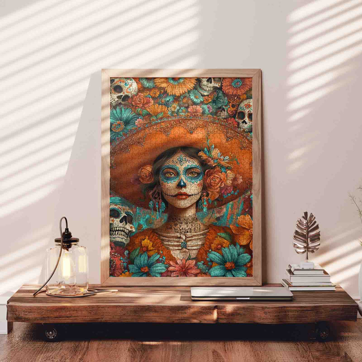 Sugar Skull Lady in Marigold Garden Jigsaw Puzzle
