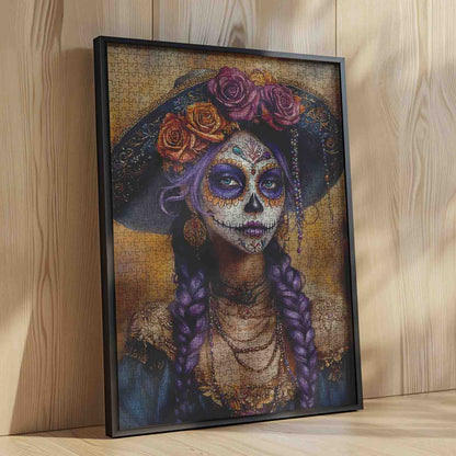 Sugar Skull Lady with Braided Hair Jigsaw Puzzle