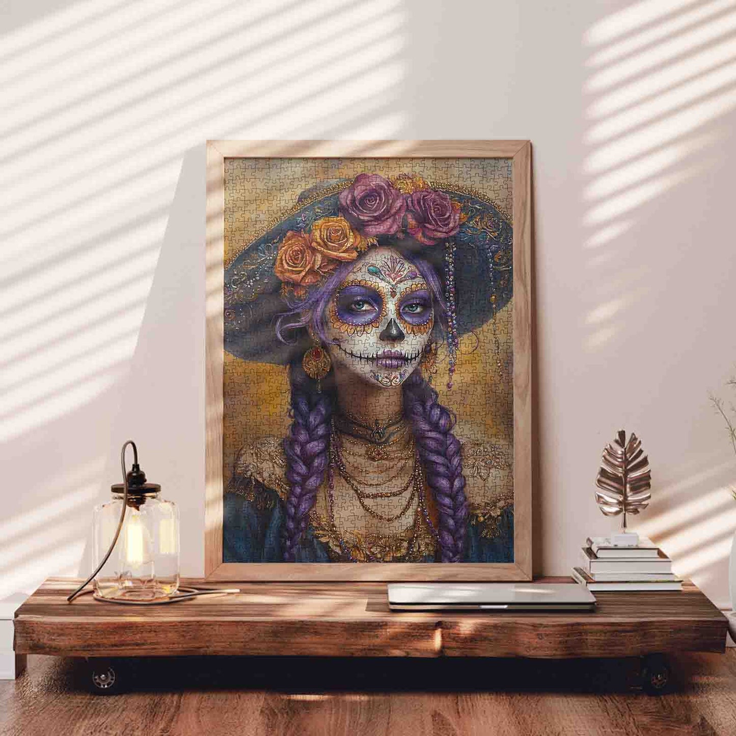Sugar Skull Lady with Braided Hair Jigsaw Puzzle