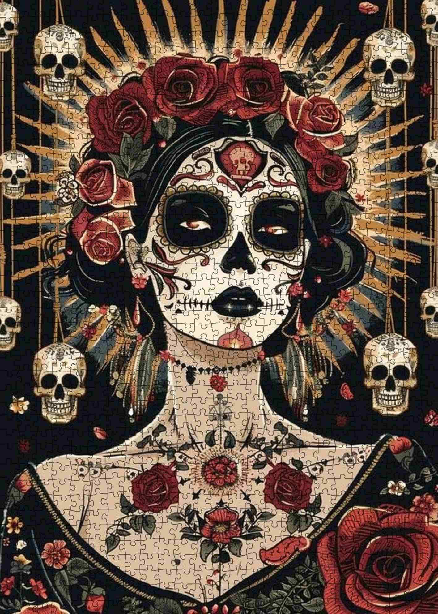 Sugar Skull Rose Queen Jigsaw Puzzle