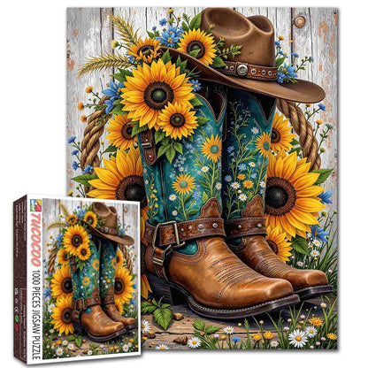 Sunflower Cowgirl Boots Jigsaw Puzzle
