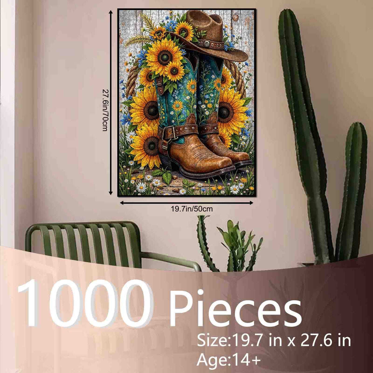 Sunflower Cowgirl Boots Jigsaw Puzzle