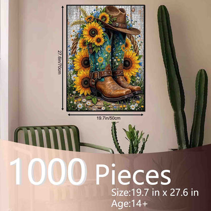 Sunflower Cowgirl Boots Jigsaw Puzzle