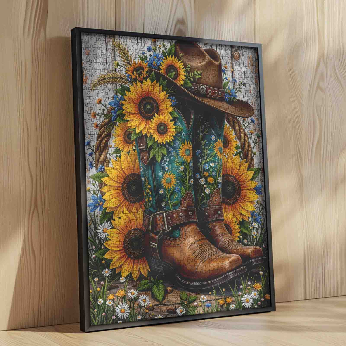 Sunflower Cowgirl Boots Jigsaw Puzzle