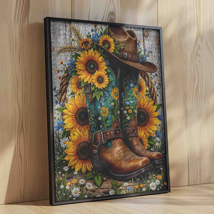 Sunflower Cowgirl Boots Jigsaw Puzzle