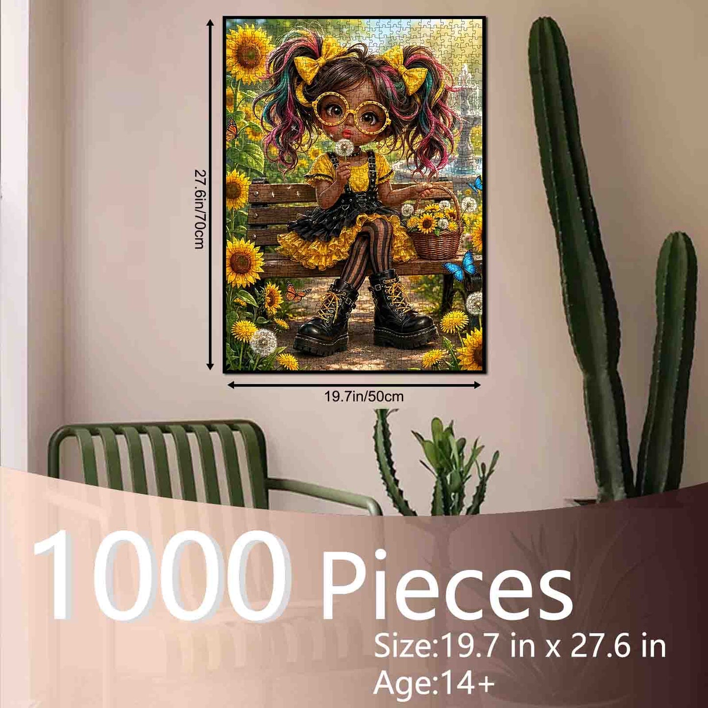 Whimsical Sunflower Fashion Girl Jigsaw Puzzle