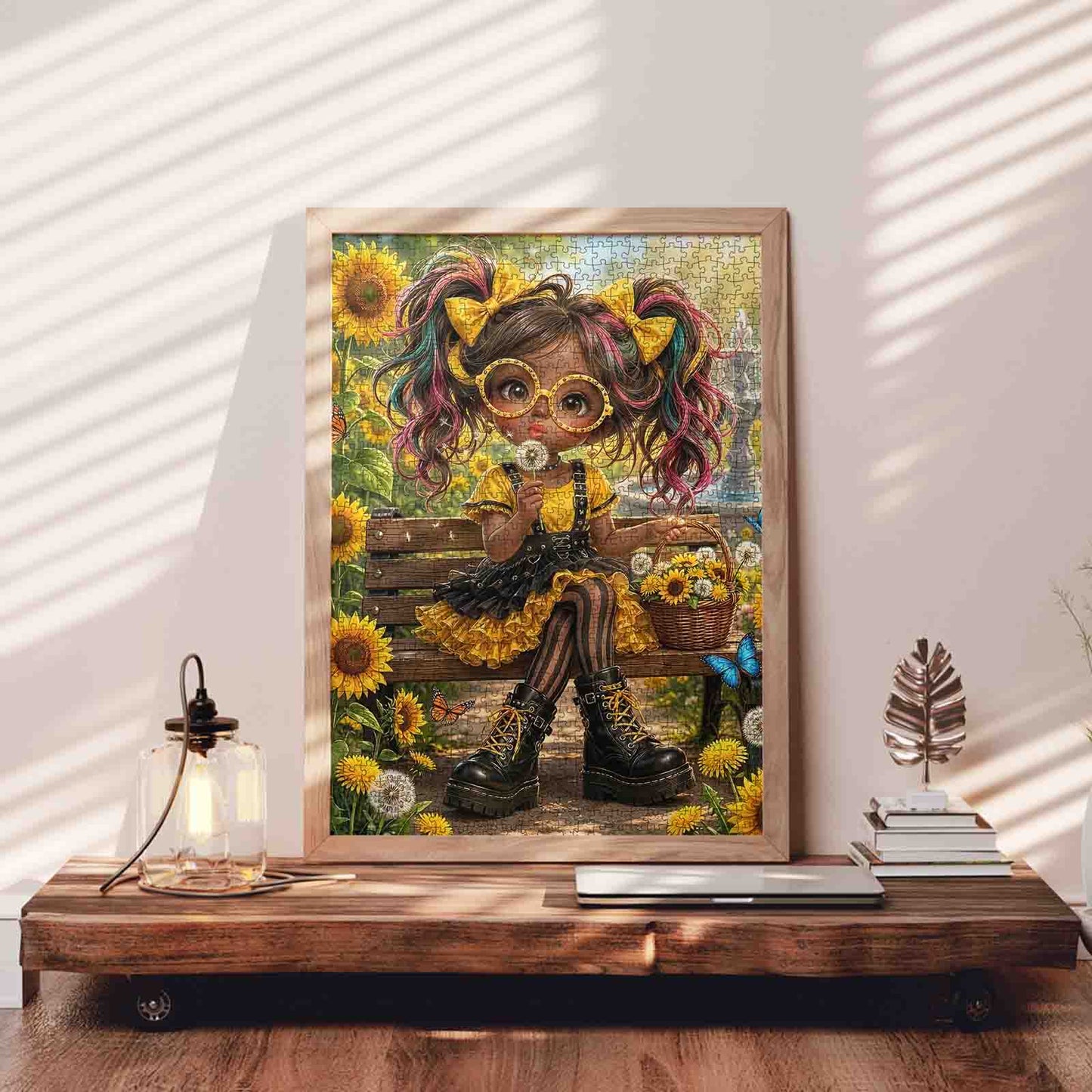 Whimsical Sunflower Fashion Girl Jigsaw Puzzle