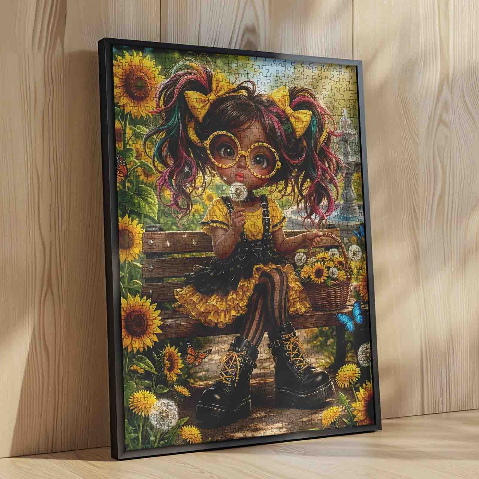 Whimsical Sunflower Fashion Girl Jigsaw Puzzle