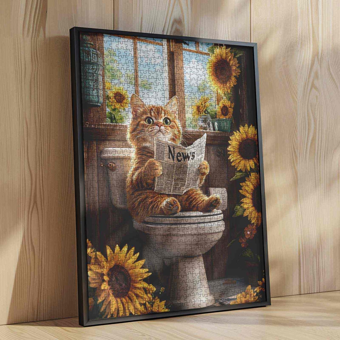 Sunflower Morning Cat Jigsaw Puzzle