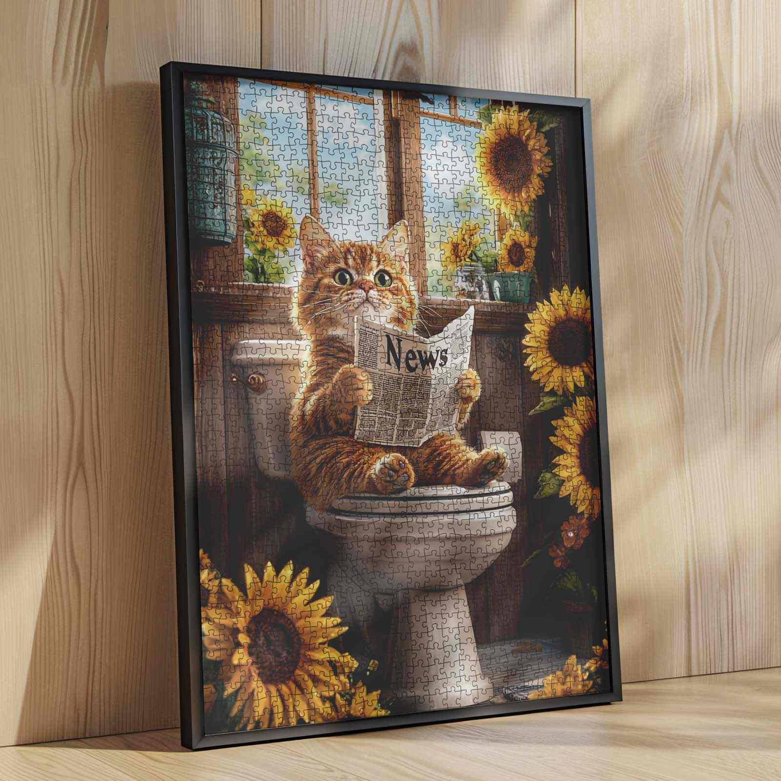 Sunflower Morning Cat Jigsaw Puzzle