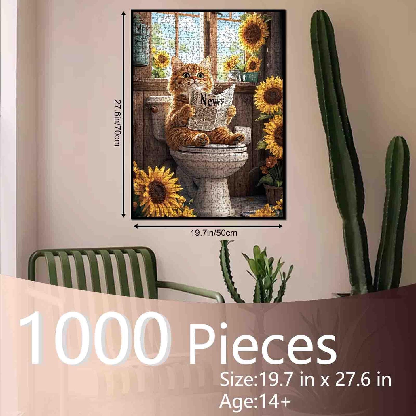 Sunflower Morning Cat Jigsaw Puzzle