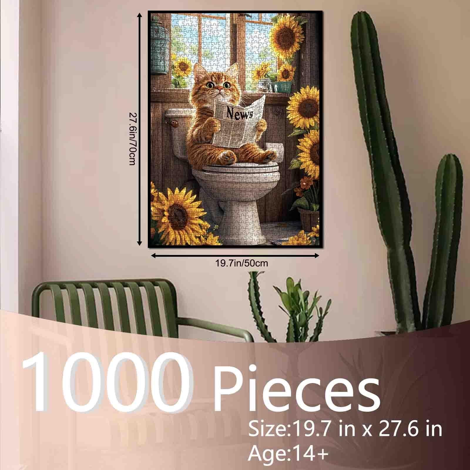 Sunflower Morning Cat Jigsaw Puzzle