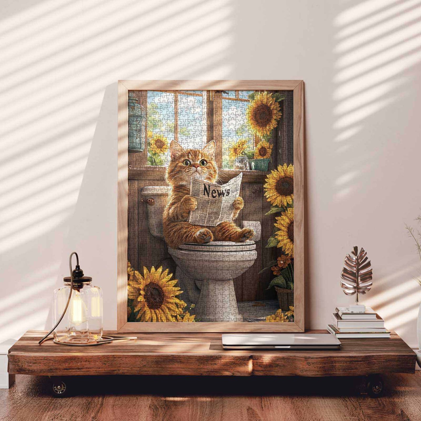 Sunflower Morning Cat Jigsaw Puzzle