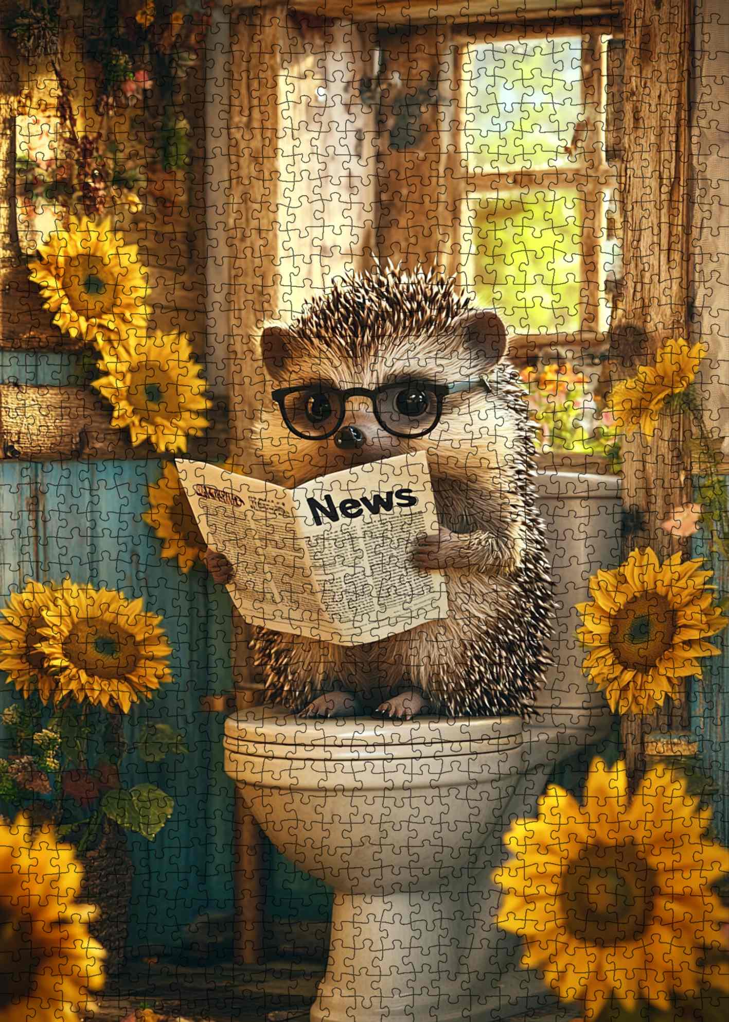 Sunflower Morning Hedgehog Jigsaw Puzzle